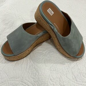 Sea green sage fit flop wedge